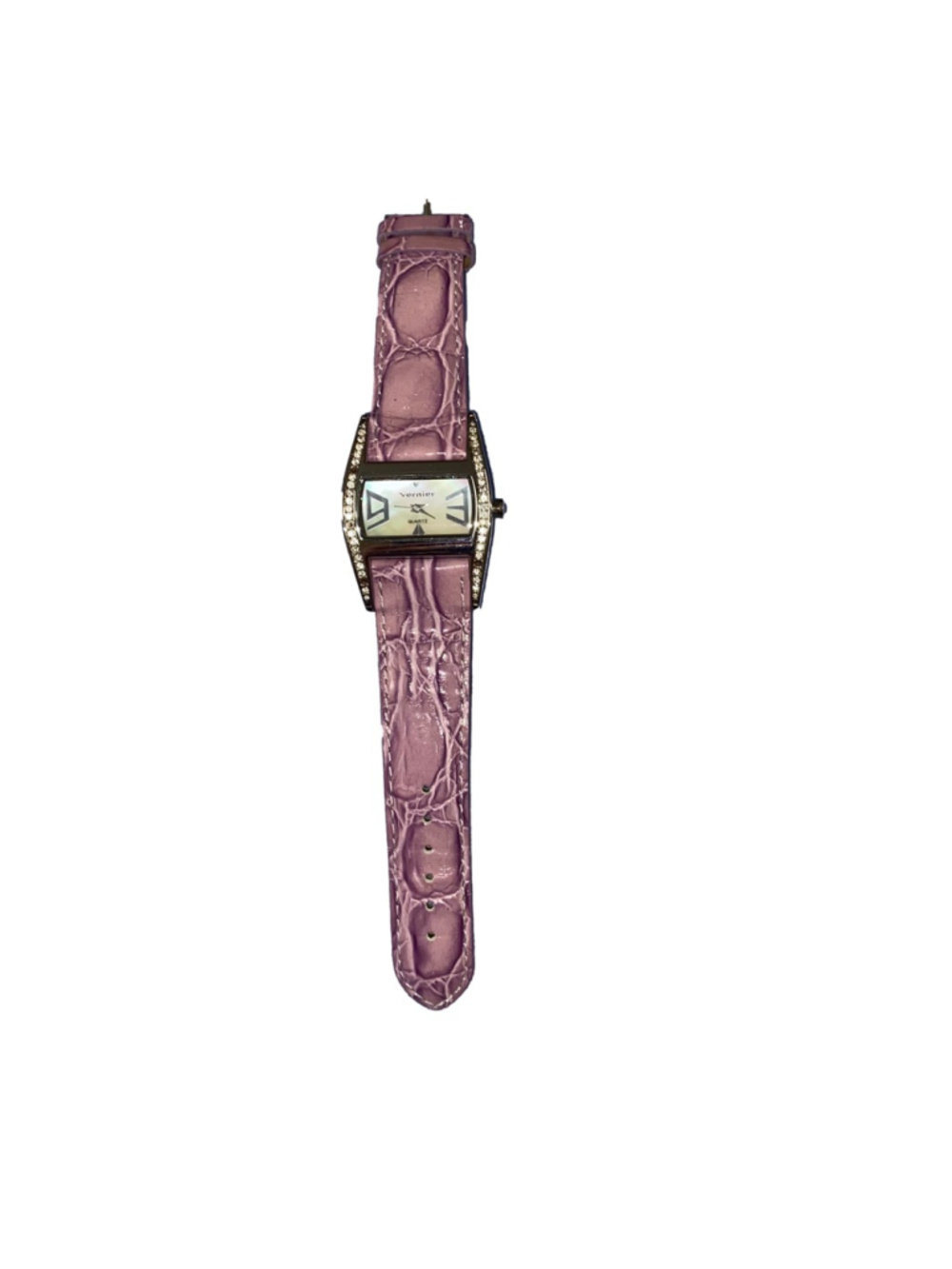 Women's Vernier Lavender Purple & Silver Quartz Watch with Genuine Leather Band